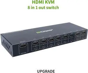 8 Ports HDMI KVM Switcher 8 IN 1 Out HDMI USB Switch Splitter for Sharing Monitor Keyboard Mouse Adaptive EDID/HDCP Decryption