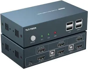 2 Port USB2.0 HDMI-compatible kvm switch dual monitor KVM switch for Unix /Windows /Debian /Ubuntu /Fedora /Mac OS X /Raspbian