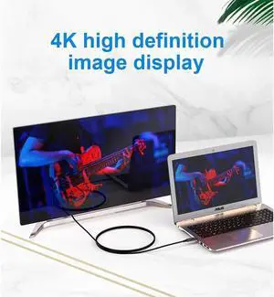 USB 3.1 Type C to HDMI Fiber Optic Cable, 16.4ft/5M 18Gbps Ultra Speed Video Projection Cord, 4K@60hz, HDCP, 3D, Compatible with All Laptop Phones and Tablets with Type C & Thunderbolt 3 Interface