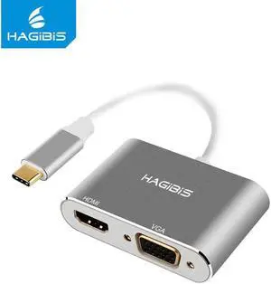 Hagibis USB 3.1 Type C USB-C to HDMI Adapter 4K HD 1080P 2 in 1 USB-C to VGA Converter Cable for Apple Macbook Chromebook dell