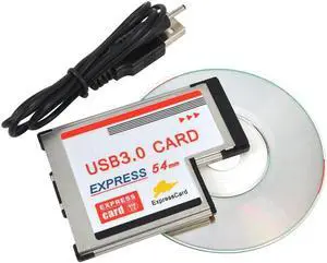 Dual Ports HUB PCI-E USB 3.0 PCI Express Card Adapter 54mm Slot ExpressCard Converter for Computer Laptop Note