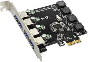 5Gbps 4 Ports USB 3.0 Superspeed Expansion Card Adapter PCI-E PCI Express Controller for PCIe X1 X4 X8 X16 Port for Win 7 8 10