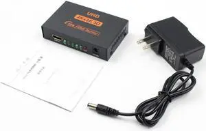 1 In 4 Out Ultra HD 4K 4 Port HDMI Splitter 1x4 Repeater Amplifier 1080P 3D Hub & Power Adapter TV Stick Easy To Operate
