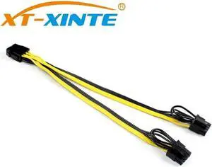 CPU 8Pin to Graphics Video Card Dual PCI-E PCIe 8Pin ( 6Pin + 2Pin ) Power Supply Splitter Cable Cord 15cm Miner Cables