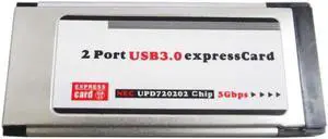 Express to USB 3.0 ExpressCard Adapter 5 Gbps PCMCIA Dual 2 Ports for NEC Chipset 34 MM Slot Express Card Converter