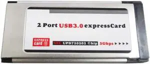 Express to USB 3.0 ExpressCard Adapter 5 Gbps PCMCIA Dual 2 Ports for NEC Chipset 34 MM Slot Express Card Converter