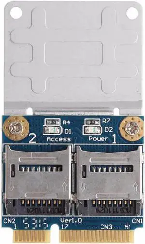 Dual TF Micro SD Card to Mini PCI-E Express + half Bracket Memory Reader Adapter