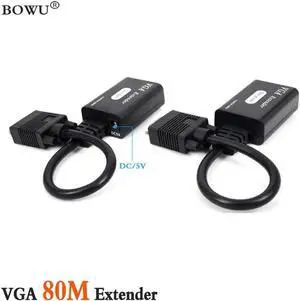 80M VGA Extender by Cat5e/6 VGA Male To Lan Cat5e Cat6 RJ45 Ethernet Net Cable Female Adapter Amplifier Converter