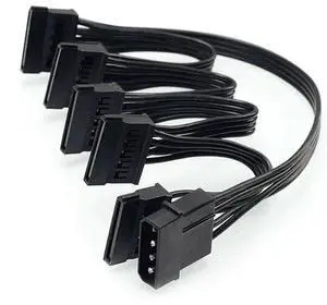4Pin IDE to 5-Port Power Supply Cable 4Pin Molex to Multi SATA Port 18AWG Wire Power Cord For Hard Drive HDD SSD