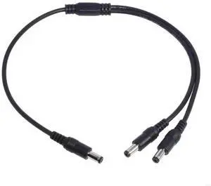 Power 1 Male to 2 Male 5.5mm x 2.1mm Power Supply Splitter Cord for Camera
