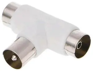 2 Way for T Splitter Aerial Coaxial Cable Male to 2x Female Connectors Adapte