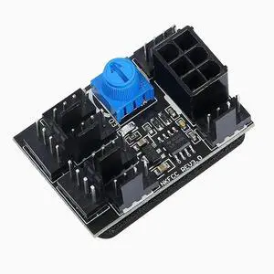 3-Pin 4-Pin Fan Adapter PWM PC Case Cooling Fan Hub 8-Way Splitter 12V Speed Controller With 6-Pin Power Port