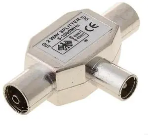 2 Way for T Splitter1x Male to 2 x Female Metal COAX Coaxial Aerial Adapter