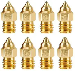 AP-3D Printer Nozzles,8PCS Brass Printing Nozzles With 0.25/0.4/0.6/0.8Mm For Ender 3/Ender 3 V2/Ender 3 Pro/Ender 5 Series Dura
