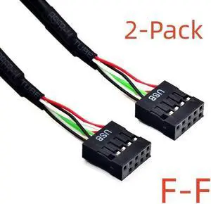 2Pcs USB 2.0 9 Pin Male to Female Adapter Extension Cable USB2.0 9Pin M/F Multiplier Extension Cord Wire 9 Pin USB2.0 Extension Cable 1 ft. Female to Female