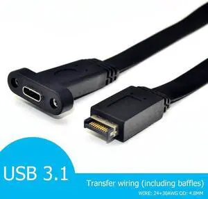 USB 3.1 Front Panel Header Type-E M to Type-C F Motherboard Expansion Cable Computer Connection and Connector