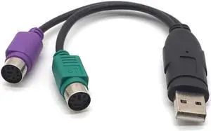 USB to Dual PS/2 Cable USB Male to Female PS/2 Adapter Converter Extension Cord for Keyboard Mouse Scanning Gun PS2 to USB Wire