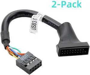 2Pcs Motherboard USB 3.0 to 2.0 Adapter Header Cable Converter Mainboard USB3.0 20 pin to 9pin USB 2.0 9 pin to 20 pin Header Bridge