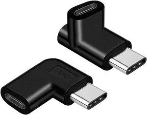 USB C Adapter 90 Degree Male to Female Type C Adapter Angled Right & Left and Up & Down Extension Connector (2Pack)
