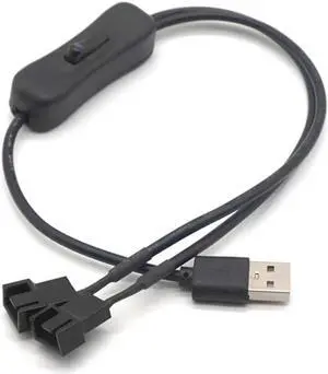 2 way 4 Pin Computer PC Fan Power Cable Connector Adapter 5V 40cm Connect 4pin fan to USB Adapter Cable