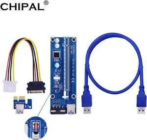 USB 3.0 PCI-E to PCIe PCI Express 1x to 16x Extender Riser Raiser Card Adapter SATA 6Pin Power Cable for BTC Mining