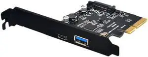 on Card USB 3.1 Type C PCIe Expansion Card PCI-E to 1 Type C and 1 Type a 3.0 USB Adapter PCI Express Riser Card for Desktop