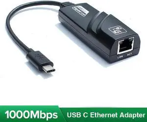 Plug & Play USB C to Ethernet Adapter Laptop PC Gigabit Ethernet LAN Network Adapter (Type-C to Gigabit Ethernet, Ethernet to USB, Ethernet Adapter for Laptop) Supporting 10/100/1000Mbps