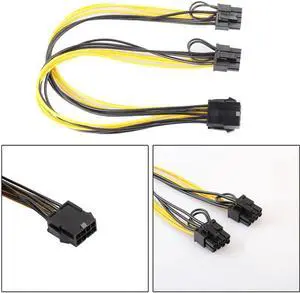 8 Pin Female to Dual 2x 8 Pin (6+2) Female PCI Express Power Adapter Cable for Graphics Video Card 30cm