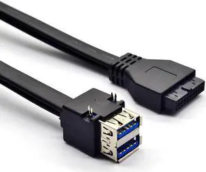 Connectors 19Pin/20Pin Female Header to Dual USB 3.0 Front Panel Desktop Mount Cable Cord with Fixed Feet 30/50/80cm