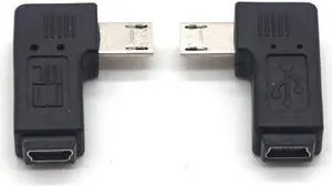 90 Degree Left+Right Angle Adapter Micro USB Type A B Male to Mini USB Female Adapter 90 Degree Left+Right Angle Adapter Micro USB Type A B Male to Mini USB Female Adapter