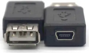2PCS High Speed USB 2.0 Type A Female to Mini USB 5 Pin B Female Converter Connector Charger Transfer Data Sync Charging Adapter