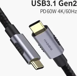 USB 3.1 Type C to USB C Cable 60W 3A GEN2 Male to Male PD Fast charging Data Cable 4K