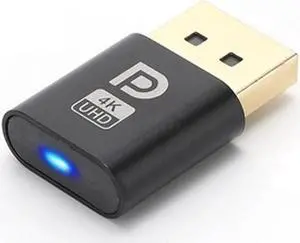 Display Adapter DP DisplayPort Dummy Plug 4K Headless Ghost Connector EDID 3840*2160 @17Hz with Indicator Light