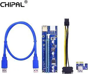 Golden VER009S PCI-E Riser Card 009S PCIE PCI Express 1X to 16X Adapter 100CM 60CM USB Cable 6Pin Power for Miner Mining
