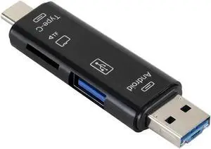 5 in 1 USB 3.0 Type C / USB / Micro USB TF Memory Card Reader OTG Adapter Connector High Speed Memory Card Reader PCI-E Riser