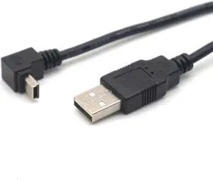 2PCS USB Data Cable A Male to Mini USB B 5Pin Male 90 Degree UP Angle Adapter Charge Sync Cable 0.5M(1.64ft)