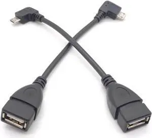 Right Left Angle USB A Female to Micro USB Male Converter OTG Adapter Cable Black for Samsung LG Xiaomi Android Phone