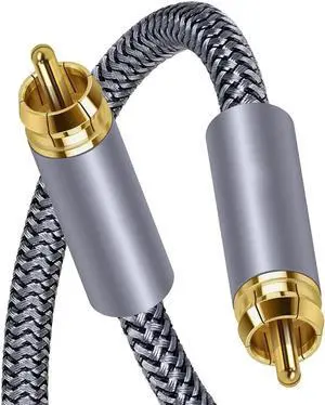 RCA Subwoofer Cable 3.3ft/1M Digital Coaxial Audio Cable Gold Plated RCA Male to Male SPDIF Cable for Subwoofer, Home Theater, Amplifier, TV-Grey