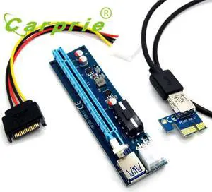 PCI-E Express 1x To 16x Extender Riser Card Adapter SATA 6Pin Cable_KXL0623