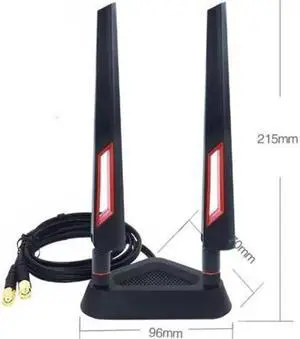 2.4GHz 5GHz Dual Band 10 dBi WiFi Antenna, Omni SMA WiFi Antenna Magnetic Base with (200cm/6.66ft )Extension Cable Black/Red