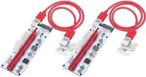 2Pcs USB 3.0 PCI-E Express 1x To 16x Extender Riser Card Adapter BTC 8 GPU Miner r60