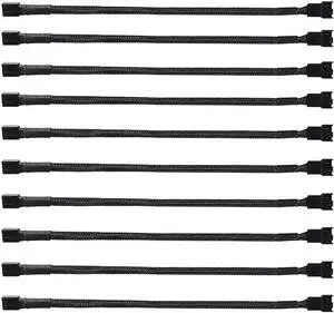 10Pack 4-Pin Case Male to Female PWM Fan Splitter Cable 10.6inch Sleeved Braided Adapter Computer PC Fan Power Extension Cable Converter for Computer ATX Case Compatible 3-Pin/4-Pin Cooling Fan Cable