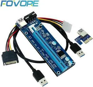 Card Molex 4Pin PCIE PCI-E PCI Express Adapter 1X 16X USB3.0 Extender Mining Miner