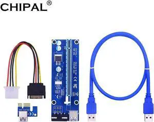 VER006 60CM PCI Express Riser Card 1X to 16X Extender + USB 3.0 Cable / SATA to 4Pin Power Cord for BTC Bitcoin Miner