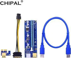 Golden VER009S PCI-E Riser Card 009S PCI Express PCIE 1X to 16X 100CM 60CM USB 3.0 Cable 6Pin Power for Bitcoin Mining