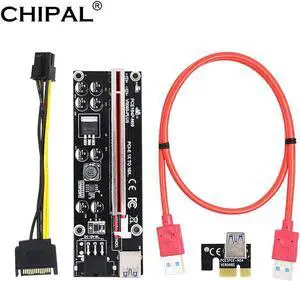 2020 VER009S Plus PCI Express PCIE PCI-E Riser Card SATA 1X to 16X 6Pin Power 0.6M USB 3.0 Cable for BTC LTC Mining