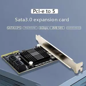 to 5-Port SATA3.0 Expansion Card Computer Chassis Adapter Card JMB585 Chip