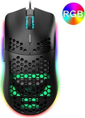 Wired RGB Gaming Mice, USB Gaming Mouse, Lightweight Gaming Mouse with Backlight, up to 6400 DPI, Wired PC Gaming Mouse for Mac Laptop Computer