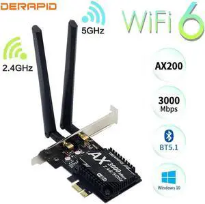 3000Mbps Wifi 6 Desktop PCIe Wireless Wifi Adapter AX200 Bluetooth 5.1 Network Wifi Card 2.4G/5G 802.11ac/ax MU-MIMO