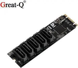 3.0 SSD M.2 NVME to 5 Ports 7Pin SATA 3.0 6G m2 pci express pci-e Adapter with SATA cable JMB585 Chip